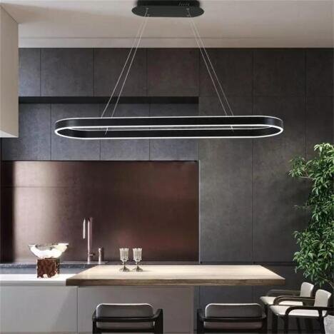 Candelabru LED 120W Minimalist Black Dining, LED inclus, 1 surse de iluminare, Telecomanda, Dimabil,